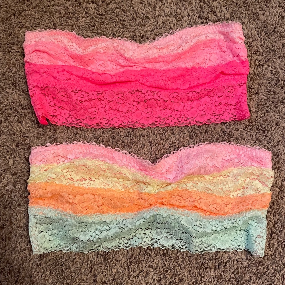 New PINK Victoria's Secret Lace Bandeau Lace Women's Medium Strapless